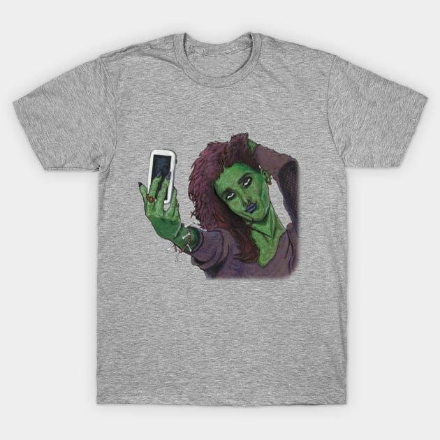 Goblin Cell Phone Instagram Selfie T-Shirt by Helms Art Creations